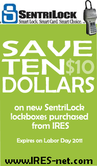 Save $10 on new Sentrilock lockboxes purchased from IRES by Labor Day, 2011