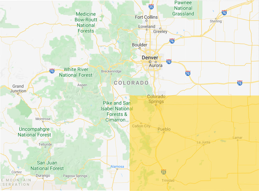 Map of South East Colorado.