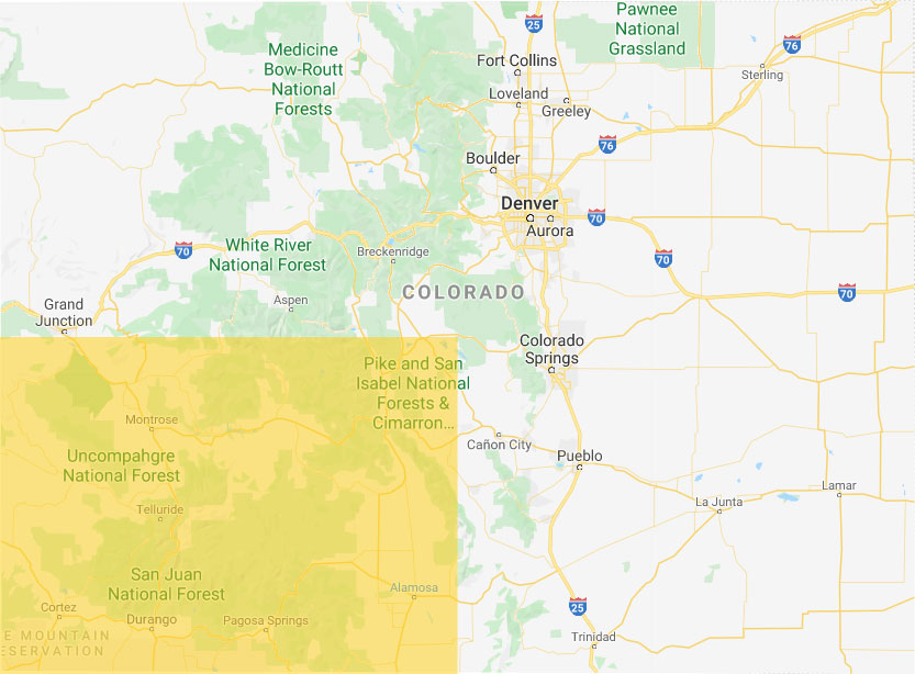 Map of South Wes Colorado.